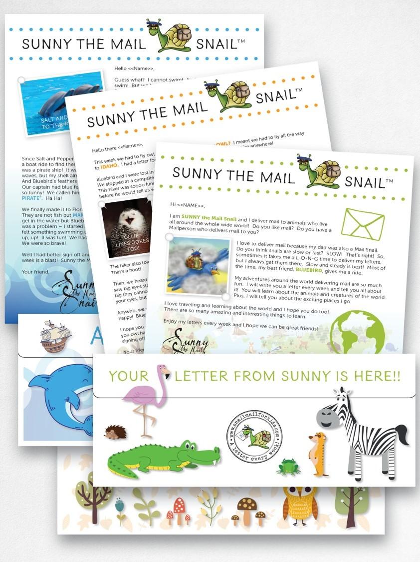 Sunny the Mail Snail letters and stationery